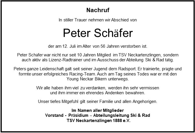 Nachruf Peter Schäfer